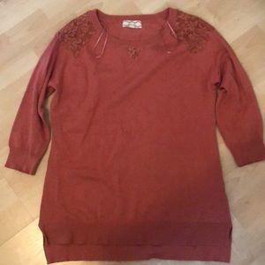 Burnt Orange Lace Sweater!